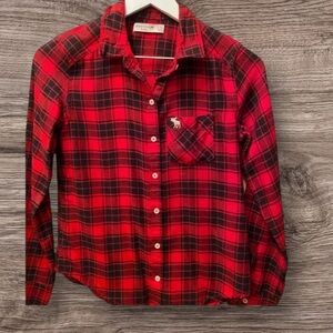 ABERCROMBIE KIDS GIRLS RED BLACK PLAID FLANNEL CHRISTMAS WINTER FALL SZ 11 / 12